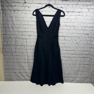 Alberta Ferretti Black Backless Dress silk size 8 v neck